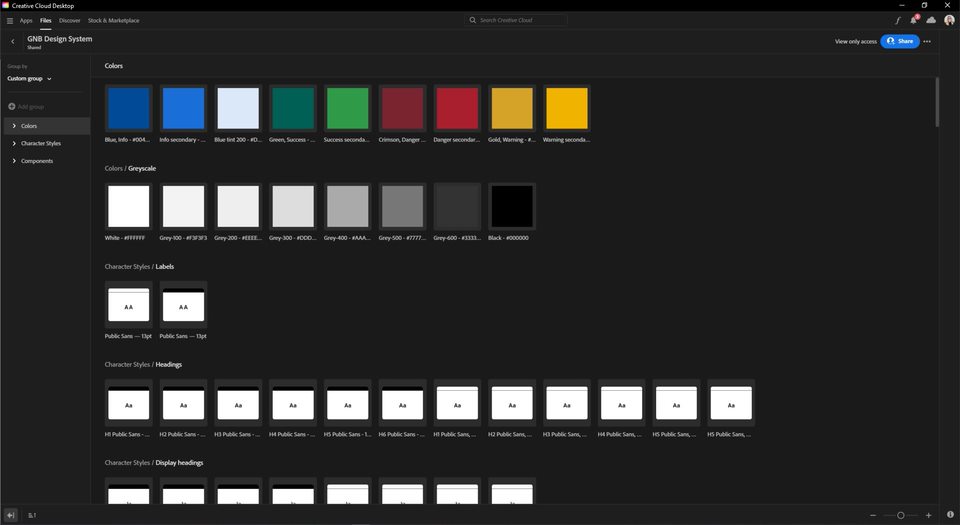 Screenshot of the creative cloud library