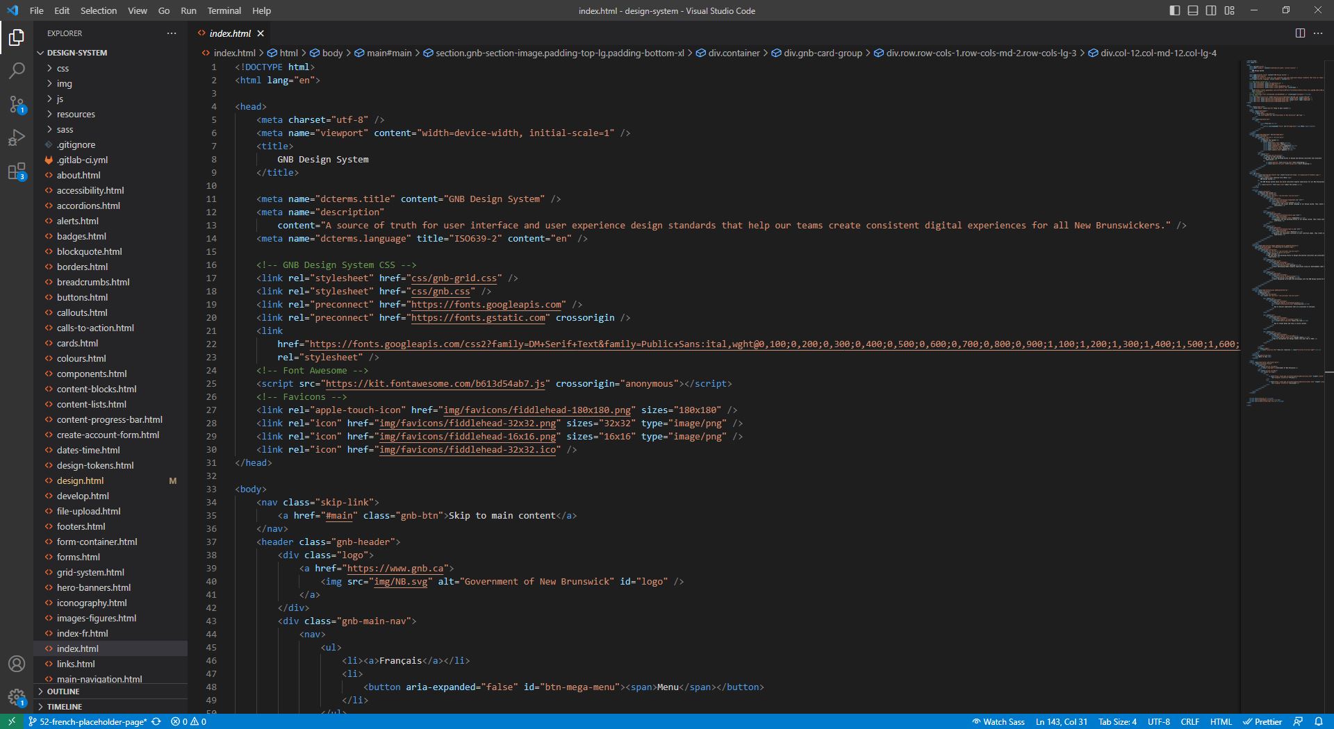 Capture d'écran du code HTML
