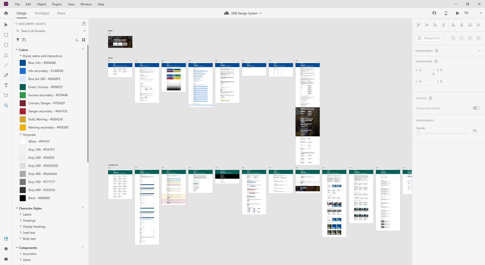 Screenshot of the XD UI kit
